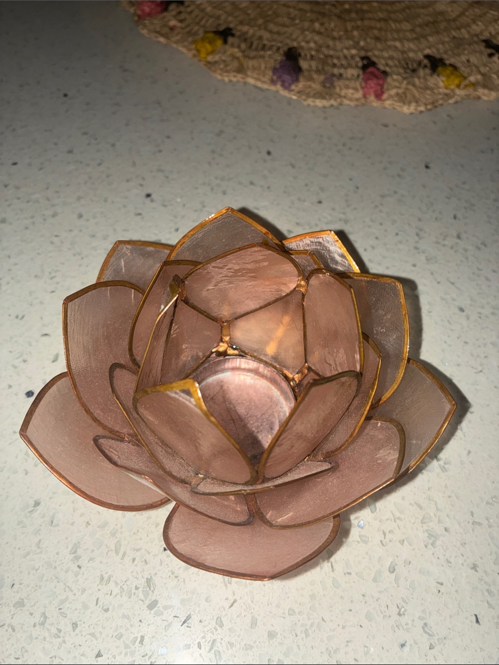 Cost Plus World Market Rose Gold Lotus Tealight Holder
